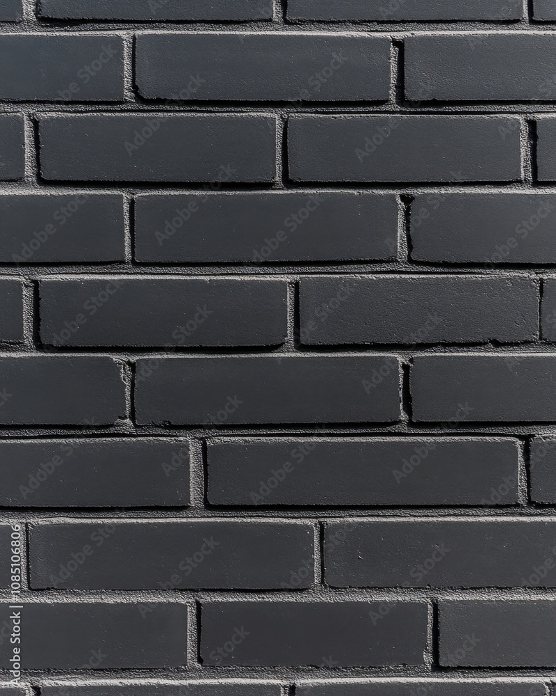 Poster a close-up of a textured black brick wall featuring horizontal rectangular bricks with subtle variat