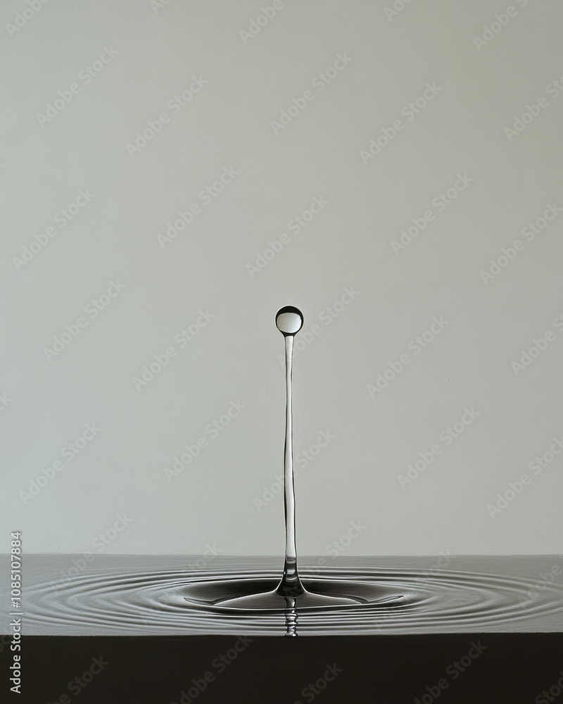 Poster a close-up of a water droplet creating ripples as it splashes, showcasing the beauty and dynamics of