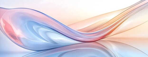 Obraz premium Blue abstract glass surface with wavy fluid shapes in a 3D rendering