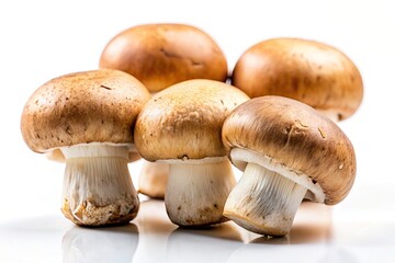 Fresh Mushrooms on White Background | Candid Photography | High Depth of Field | Natural Food Photography | Gourmet Ingredients | Culinary Art | Organic Produce