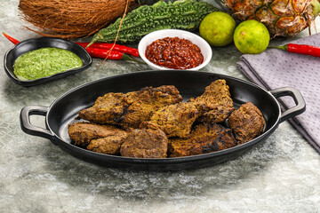 Grilled beef barbecue with spises