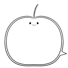 白黒　かわいい顔つきのりんごの吹き出し