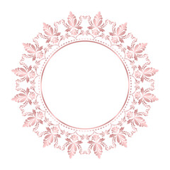 Damask Rose Gold Round Wreath circular round ornament floral Abstract pattern, Classic Victorian traditional style, illustration Vintage Design, Vintage Floral frames, Mandala, Antique, Moroccan frame