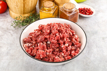 Raw beef minced meat for cooking