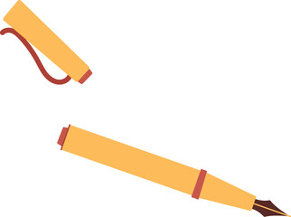Flat cartoon pen and note with message, stationery design with love theme. Concept of communication, creative style, suitable for greeting cards or invitations.