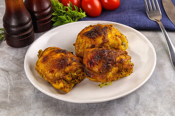 Roasted chicken thighs  with spices