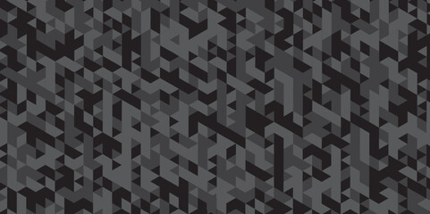 Abstract dark black cubic metallic wall cube texture. seamless low polygon vector cube pattern wallpaper grid background.