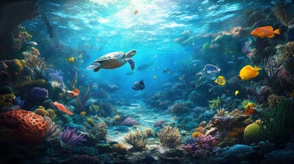 Fototapeta premium A detailed illustration of a coral reef ecosystem
