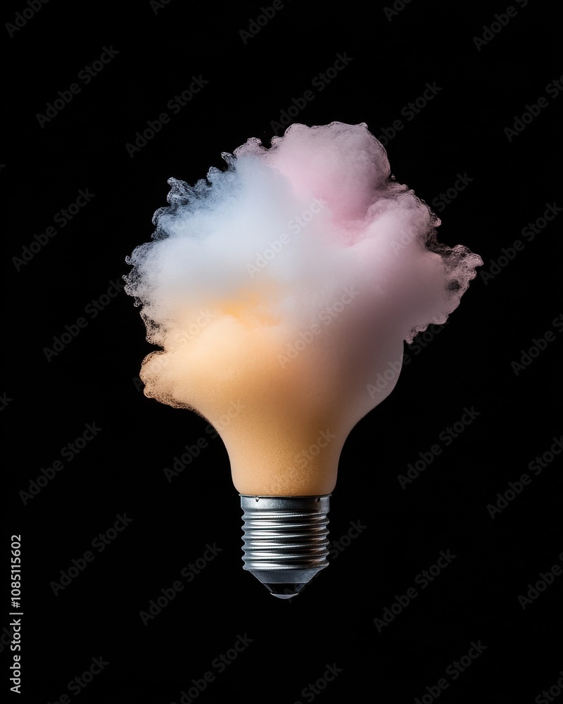 Poster a light bulb emits colorful smoke, creating a striking visual representation of creativity and innov