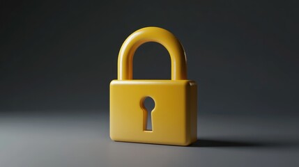 Fototapeta premium Yellow Padlock on a Gray Background