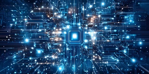 Blue technology background with hexagonal pattern and digital design