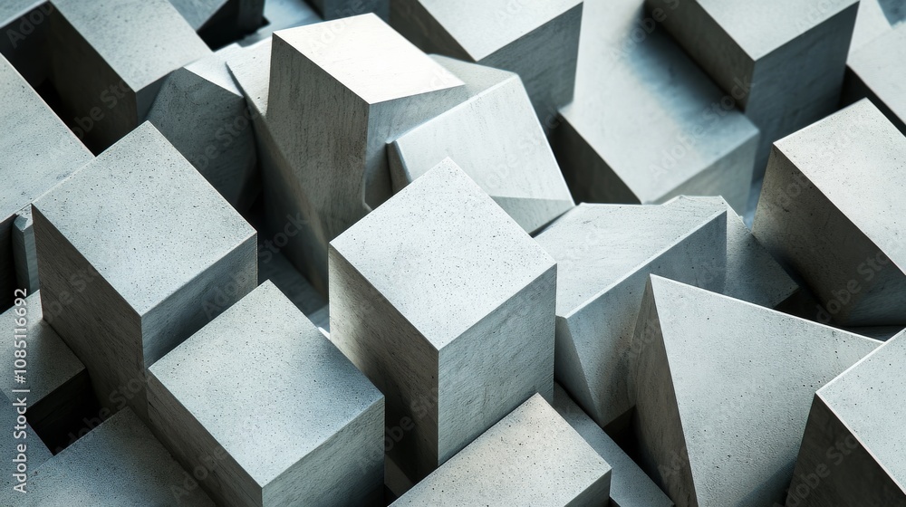 Poster an abstract block-building scene with artistic patterns, contemporary construction style, photo of