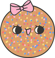 Cute Groovy Pan Dulce Galleta Characters Girly Mexican Sweet Cartoon Doodles