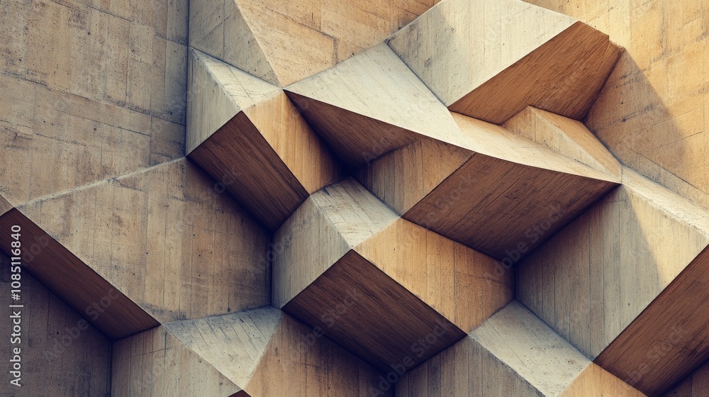 Poster an abstract block-building scene with artistic patterns, contemporary construction style, photo of