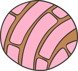 Pink Pan Dulce Concha Mexican Sweet Cartoon Doodles