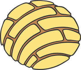 Cute Pan Dulce Yellow Concha Mexican Sweet Cartoon Doodles