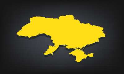 Obraz premium Yellow 3D Map of ukraine on a Dark Background, Displaying Geographical Shape and Borders for Educational and Informational
