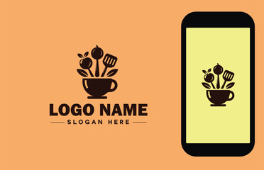 Kitchenware Brand icon Cookware brand Kitchen utensil manufacturer Culinary equipment label flat logo sign symbol editable vector