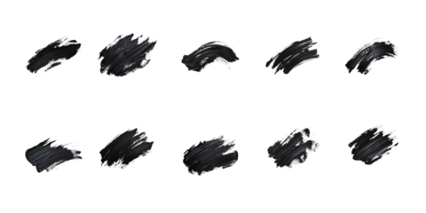 black brush marks Oil paint texture on a white background
