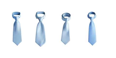 Collection of blue ties against a white background.