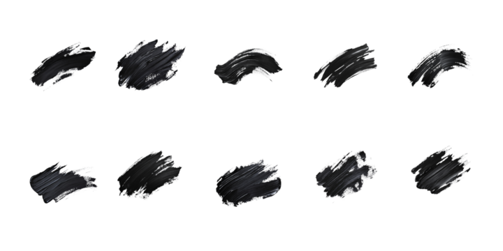 black brush marks Oil paint texture on a white background
