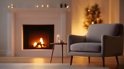 Cozy evening relaxation by the fireplace living room interior design warm ambiance inviting atmosphere comfort concept