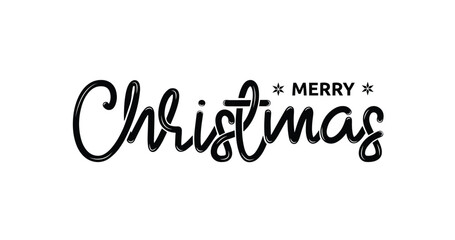 Merry Christmas Text Illustration - Handwritten Calligraphy in Black Color Vector Design, Perfect for Holiday Cards, Seasonal Decorations, Social Media Posts, and Festive Celebrations!