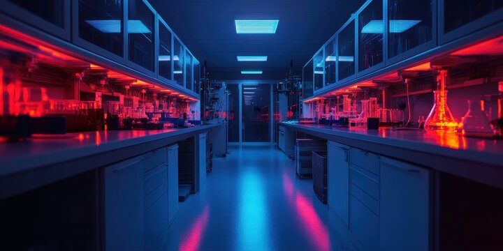 Narrow gamma rays being analyzed in a cutting-edge high-tech laboratory setting.