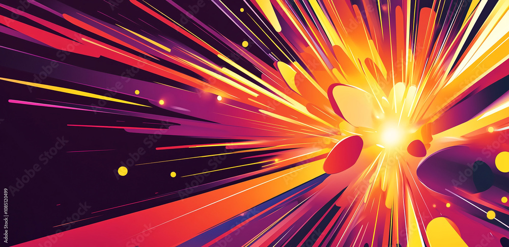 Poster dynamic streaks of color explode from a bright center, creating a powerful visual of motion and ener