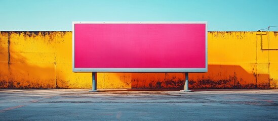 Pink Billboard with Yellow Wall Background
