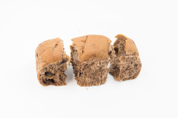 Japanese milk bread on white background, Loaf of bread on white background, White bread made from rye and wheat flour coarse grinding