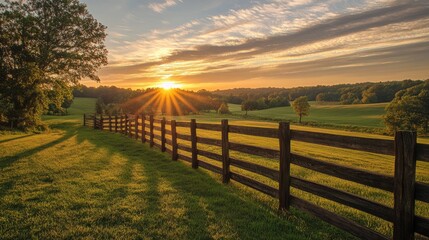 Obraz premium Golden Hour Sunset Over Rolling Hills