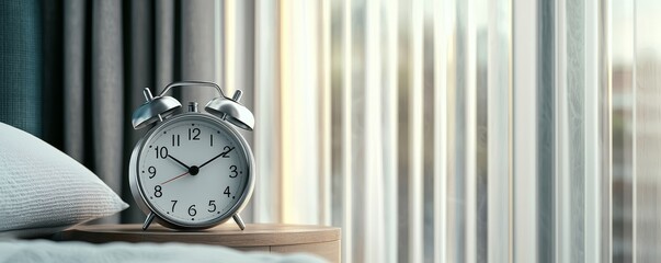 A bedside alarm clock, symbolizing the passage of time and the start of a new day filled with opportunities and mindfulness.