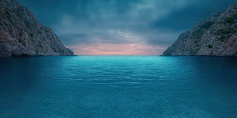 Fototapeta premium Serene Landscape with Calm Waters and Mounts