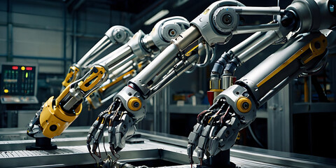 Fototapeta premium AI tech robot in industry, generative ai