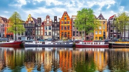 Fototapeta premium Charming Canal Houses in Amsterdam