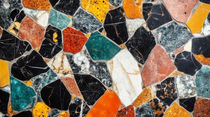 Close-up of Colorful Irregularly Shaped Stone Tiles
