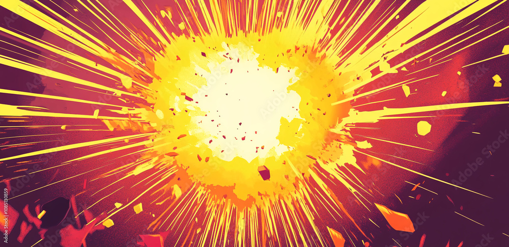 Poster a digital rendering of a large explosion