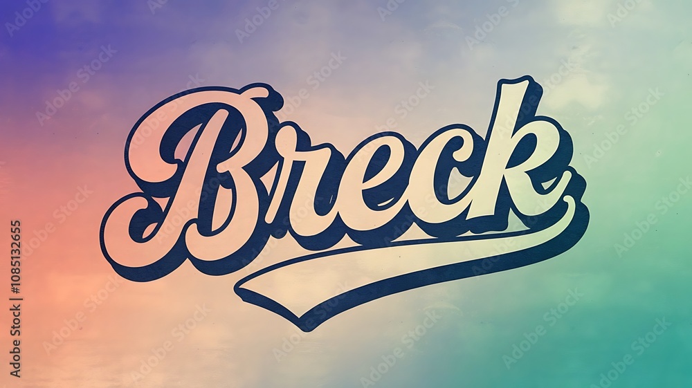 Poster retro typography of name breck on gradient background