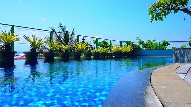 Beautiful swimming pool with clear water