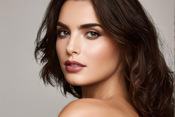 Naklejka premium A woman with brown hair and a brown face