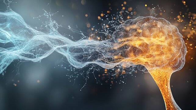 An illustration of an abstract stream representing the intricate workings of an AI brain concept