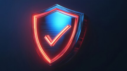 Shield with checkmark representing online security in a modern 3D style
