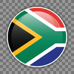 Glossy round flag of South Africa. Icon for mobile apps, UI or web design