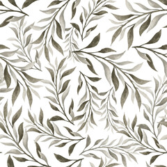 leave seamless pattern with green pastel color for background