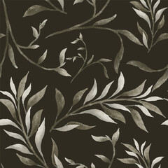 leave seamless pattern with green pastel color for background