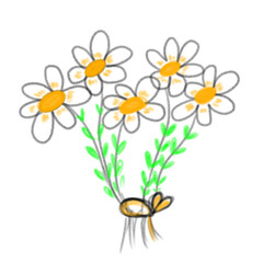 Yellow daisy flower watercolor green leaves