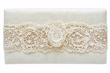 Soft linen-wrapped gift with a lace ribbon