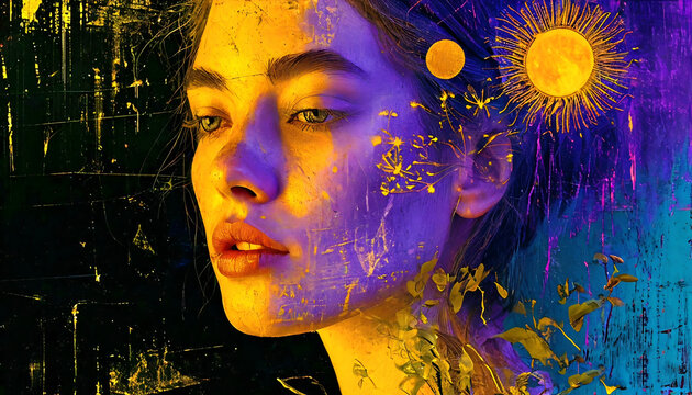 Psychedelische Abstraktion Der Fluss des Weltbewusstseins der Vergangenheit 16х9. Hintergrund f&uuml;r das Design 5.