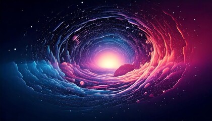 Cosmic Journey Through Colorful Vortex in Space